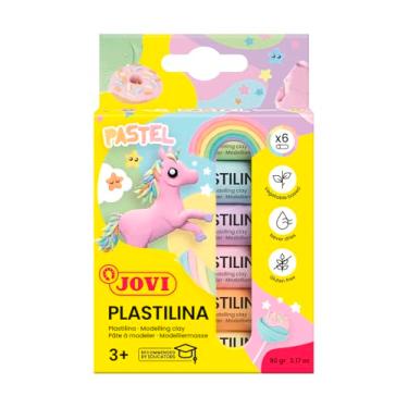 Imagem de New Jovi Plastilina Reusable and Non-Drying Modeling Clay; Pastel Colors, 0.50 Oz. Bars, Set of 6, Perfect for Arts and Crafts Projects