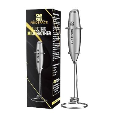 Imagem de Fridspace Batedor De Leite Portátil, Durável, Máquina Café Elétrica Dupla, Misturador Aço Inoxidável Operado Por Bateria Com Suporte, Espuma Instantânea Para Latte, Cappuccino, Chocolate Quente, Fra