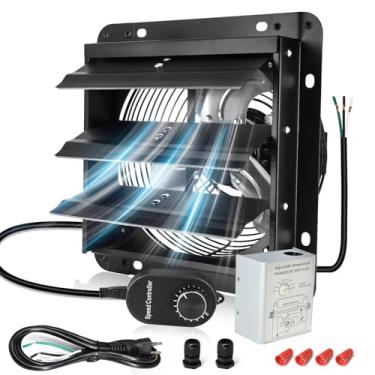 Imagem de Criditpid Exaustor De Veneziana 7" Com Controlador Velocidade, Termostato Ajustável Alta Ventilação 576 Cfm, 1700 Rpm Para Cozinha Montada Na Parede Sótão, Garagem E Frontão.