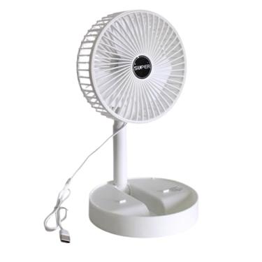 Imagem de Dependable Industries inc. Essentials Ventilador De Mesa Dobrável Usb Telescópico Da Inc., Altura Ajustável 11,5" A 14", Motor Silencioso, Compacto Com Suporte Para Celular, Alimentado Por Casa, Esc