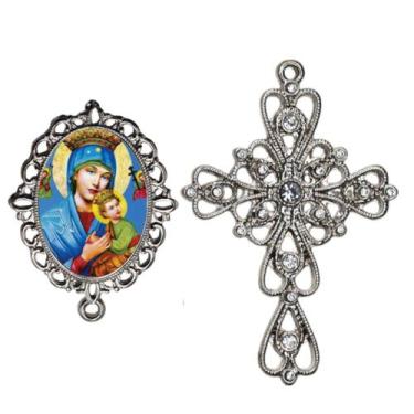 Imagem de Crucifixo Arabesco Terço de Noiva Relicario Nossa Senhora Perpetuo Soc