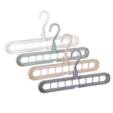 Imagem de Pacote com 6 cabides mágicos que economizam espaço – organizador de armário multicolorido, plástico leve, cabide de 9 furos para camisas, calças e mais (6, azul claro)