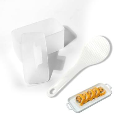 Imagem de EKIND Conjunto de moldes de sushi para máquina de fazer musubi de arroz, ferramenta faça você mesmo, com superfície antiaderente e pequeno utensílio de cozinha de forma retangular de arroz