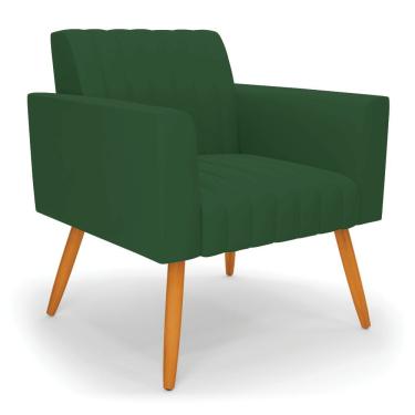 Imagem de Poltrona Viena Gomada Veludo Verde Pés Palito Castanho D'rossi