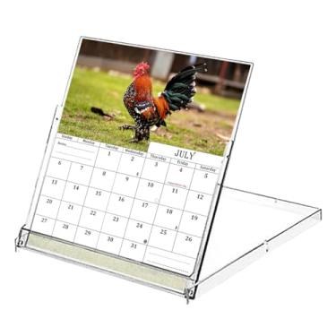 Imagem de Calendário de mesa estilo CD 2025-2026, calendário de 18 meses/agenda/calendário de mesa com suporte de caixa de CD, decoração de escritório, presentes de Natal (Roosters) - Feito nos EUA