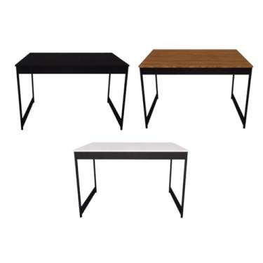 Imagem de Mesa Sala De Estar E Jantar Estilo Industrial Madeira Pés De Aço Wild Camaleão (Branco)