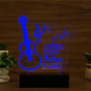 Imagem de Luminária Abajur Violão Spotify Música LED Azul - Bold