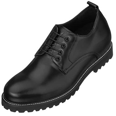 Imagem de CALTO Botas de trabalho masculinas invisíveis que aumentam a altura - Botas de trabalho de cano baixo com cadarço de couro preto - 7,5 cm mais alto - S9118- Tamanho 35 D (M) EUA