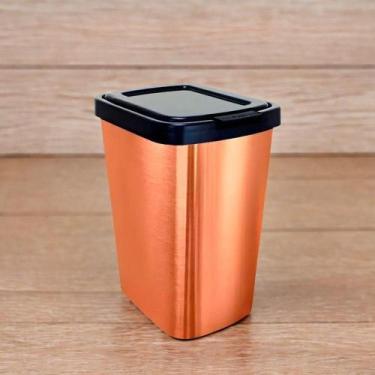 Imagem de Lixeira Cesto 9 Litros Com Tampa Click Label Praticidade E Estilo Em T