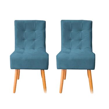 Imagem de Kit 2 Cadeiras Poltrona Sala de Jantar Penteadeira Reforçada Decorativa Liz Suede Azul Marinho