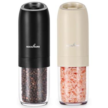Imagem de Conjunto de moedor elétrico de sal e pimenta, moedor de pimenta Kochnors alimentado por bateria com grande capacidade de 176 ml, saleiro de gravidade automático e pimenteiro com espessura ajustável