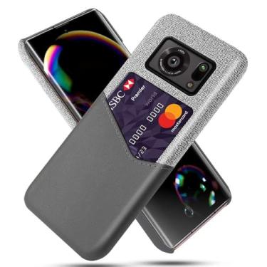 Imagem de Capa para Sharp AQUOS R6,Tela e tampa de couro PU,Antideslizante,360°cobertura completa à prova de choque com 1 slot de cartão atrás,Prevenção de queda-Gray
