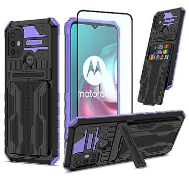 Imagem de GTBDEKI Capa de celular para Moto G30/Moto G10/Moto G20/Motorola G10 Power XT2129 capa com protetor de tela, carteira removível com suporte para cartão de crédito embutido capa protetora para Motorola