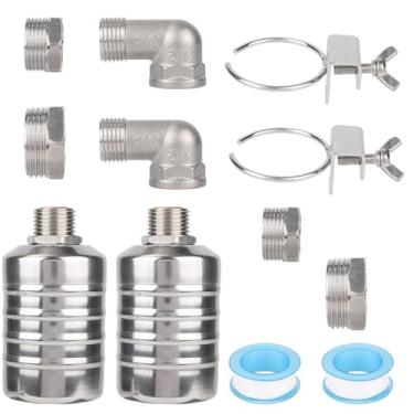 Imagem de Kit de 2 Válvula Flutuante para Água, Válvula Flutuante Automática de Aço Inoxidável à Prova Vazamentos Rosca Macho 1/2" Tanques Piscinas Cochos para Gado e Destilador