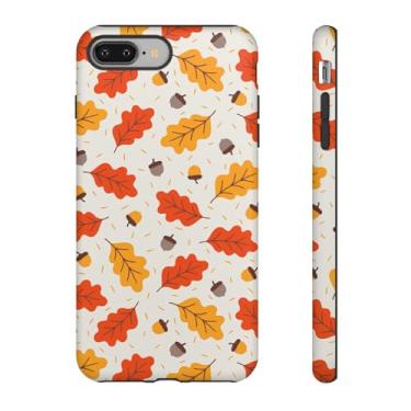 Imagem de Capa de telefone de folha de outono, capa protetora de outono, capa fofa para iPhone, capa com padrão de folha, acessório de tecnologia sazonal fosco