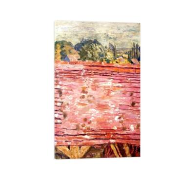 Imagem de Pintura Pieerre Bonanrd com moldura de madeira - Impressões em tela famosas - Imagem de arte de parede em tela para decoração de escritório doméstico - Reprodução em tela - Telhado vermelho 70 x 110