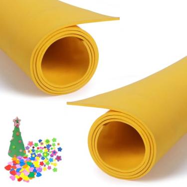 Imagem de 2 peças de folhas de espuma EVA amarelo dourado cosplay espuma EVA 2 mm de espessura 19,68 x 35,45 polegadas papéis de espuma EVA para artes artesanais projeto DIY