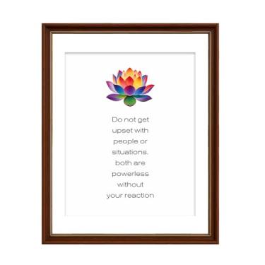 Imagem de Impressão de arte de parede em tela de budismo, flor de lótus colorida, citação inspiradora de Buda, não fique chateado, pintura de pôster para spa, ioga, estúdio, banheiro, presente de meditação zen
