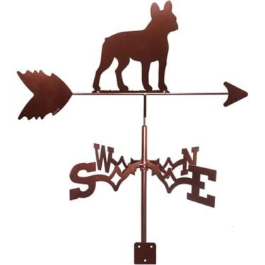 Imagem de Cata-vento Bulldog Francês Cata-vento Fazenda Preto Aço Inoxidável Ferramenta De Medição De Cata-vento Para Telhado Ao Ar Livre Jardim Montagem Decoração De Quintal