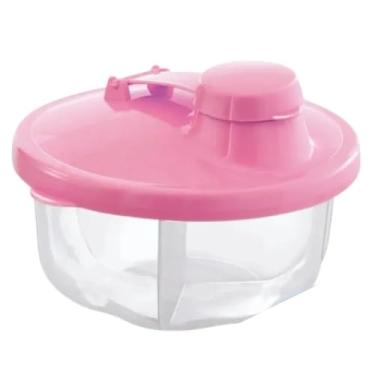 Imagem de Pote com 3 Divisórias e Tampa Giratória Porta Produtos em Pó Leite Achocolatado Whey Creatina Aveia, Livre de BPA, Armazenar Dose de Alimento Para Viagem, Premium, Felix Magazine (Rosa)