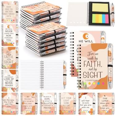 Imagem de Sayglossy 20 conjuntos de cadernos boêmios cristãos, presentes a granel, diário inspirador, religioso, espiral, bíblico, com notas adesivas, caneta esferográfica de bambu para formatura da escola