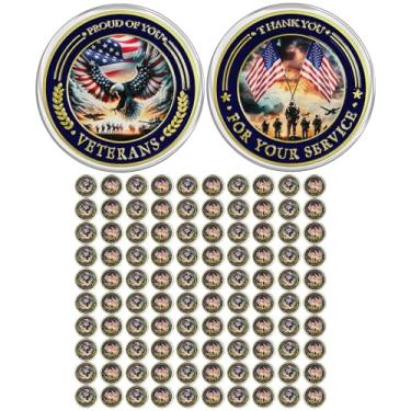 Imagem de CHURYUML Conjunto De 100 Moedas De Desafio Para Veteranos Militares, Orgulhoso De Você, Moeda De Veterano, Presentes De Agradecimento Militar Para Veteranos, Homens, Mulheres, Soldados Do Exército,