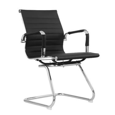 Imagem de Cadeira Fixa Manhatan Preta Base Cromada Em S - Fratini