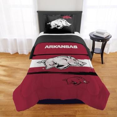 Imagem de Conjunto de edredom Arkansas Razorbacks – roupa de cama Razorbacks para dormitórios, quartos de hóspedes, trailers, portas traseiras e porcos, decoração de dia de jogo, solteiro/solteiro GG