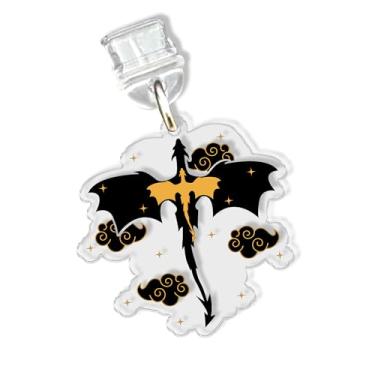 Imagem de Berloques Dragon Fourth Wing para Kindle para telefone, pingente de plugue de poeira de 3,5 cm Livro, amante de livros, Dragon Rider, Romantasy Lightning/Porta de carregamento tipo C Acessórios de