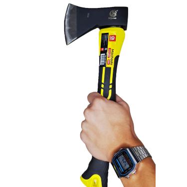 Imagem de Machado Lenhador, Cabo de Fibra de Vidro, 800g, 36cm, Lâmina de Aço Carbono, Preto e Amarelo