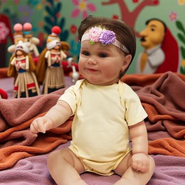 Imagem de WKMRH Bebê Reborn Realista Menina de Silicone, Boneca Reborn Original Abra seus olhos Toque Realista Vinil Corpo Inteiro Silicone Lavável