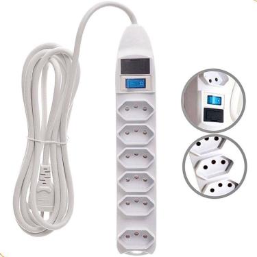 Imagem de Extensão 6 Tomadas Tripolar NBR-14136 127V/220V 1,5m