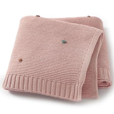 Imagem de Cobertor de bebê, cobertores de algodão para bebês com pompons fofos, cobertores macios e aconchegantes para berçário para registro de chuveiro para recém-nascidos e crianças pequenas