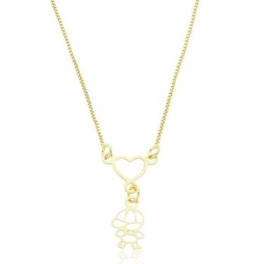 Imagem de Colar Canga Coração Pingente Um Menino Banhado a Ouro 18K - Giuli Joia