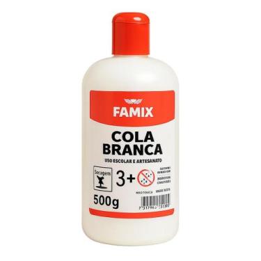Imagem de Cola Branca Famix 500g Não Tóxica  Uso Escolar e Profissional