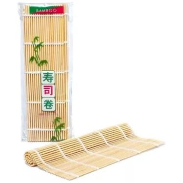 Imagem de Esteira Para Sushi Bambu Sudare Enrolar Comida Japonesa Oriental 24 cm - 2 Unidades