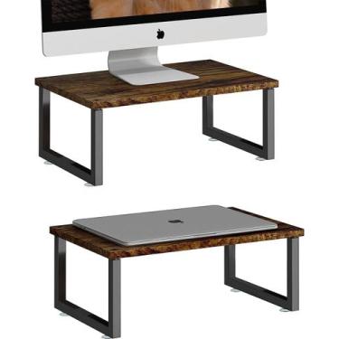 Imagem de Organizador de madeira Monitor Stand Riser Simple Trending, pacote com