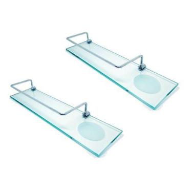 Imagem de 2 Porta Shampoos Com Saboneteira Em Vidro Incolor (40 Cm) - Mons Shop