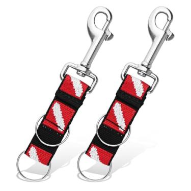 Imagem de Clipes de anel dividido, conector de anel dividido com anéis duplos, clipes de pressão giratórios e correias de bandeira de mergulho, ganchos de aço inoxidável para lanterna de mergulho, apito