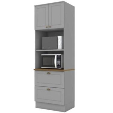 Imagem de Paneleiro Duplo Americana 2 Portas 2 Gavetas Henn Naturale Cinza - MÓV