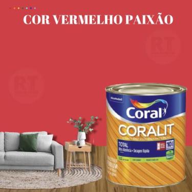 Imagem de Tinta Esmalte Sintético Base Água Cor Vermelho 800ml Coral Coralit Tot