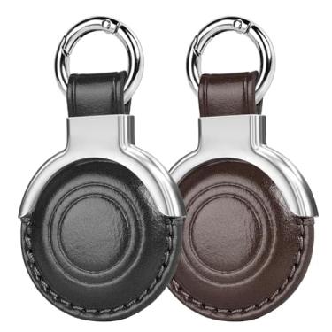 Imagem de MOLOSLEEVE Pacote completo com suporte para Airtag projetado em couro genuíno para chaveiros Apple AirTags, design compacto com chaveiros e capa protetora para Airtag para maior comodidade