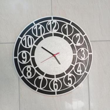 Imagem de Relógio De Parede Minimalista Grande 40cm Sala Cozinha 2 camadas de Md