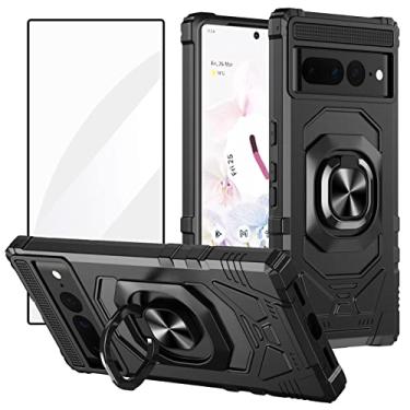 Imagem de Ailiber Capa para Google Pixel 7, capa para Pixel 7 com protetor de tela, suporte de anel para suporte magnético de carro, grau militar, capa protetora de telefone resistente à prova de choque para