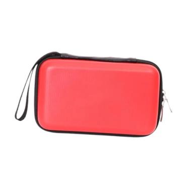 Imagem de WeiLaiKeQi Bolsa para Armazenamento de Cabos de Fone de Ouvido, Bolsa Rígida à Prova de Choque para Cartão SD, Cabos, Vermelho, Tamanho real