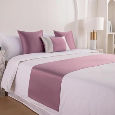 Imagem de Lençóis de cama Camas lisas Colchas anti-sujeira listras simples de alta qualidade Mantas de cama de quarto de hotel Decoração de edredom para casal Queen King Size-roxo||Apenas 2 fronhas 45 x 45 cm