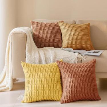 Imagem de Capa de travesseiro Softalker Fall Corduroy 45x45cm Conjunto de 4