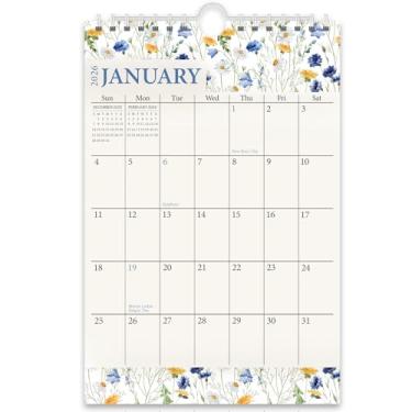Imagem de Calendário de parede 2026-2027, mini calendário de parede vertical de 18 meses de janeiro de 2026 a junho de 2027, planejador mensal de 15 x 23 cm com design floral estético, papel grosso para