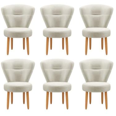 Imagem de Kit 6 Cadeiras Para Recepção Sala de Espera Confortavel Pés Palito MOBLAN decor (Bege)