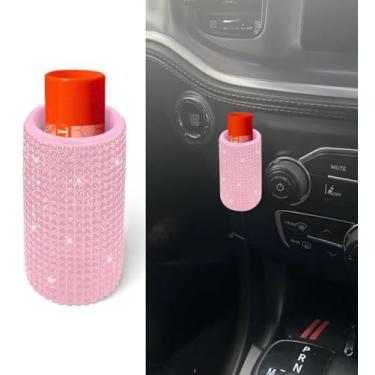 Imagem de Pukonger Suporte de batom Bling para carro, protetor labial para acessórios internos de carro para homens e mulheres, rosa